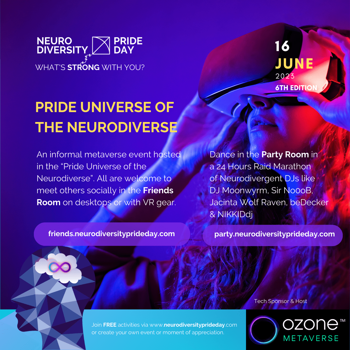 Neurodiversity Pride Day 2023: Celebrating Neurodivergent Pride. June 16th. Pride universe.
